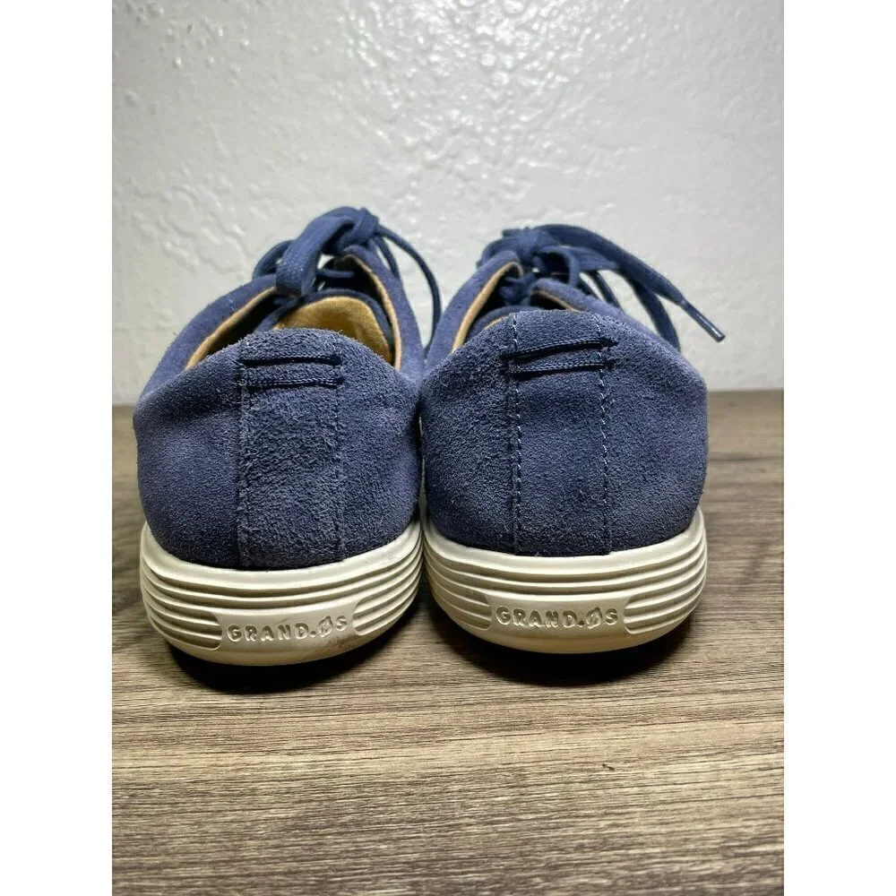 COLE HAAN GRAND 0S WOMENS BLUE SUEDE LACE UP LOW TOP WALKING SNEAKERS 9.5 B
